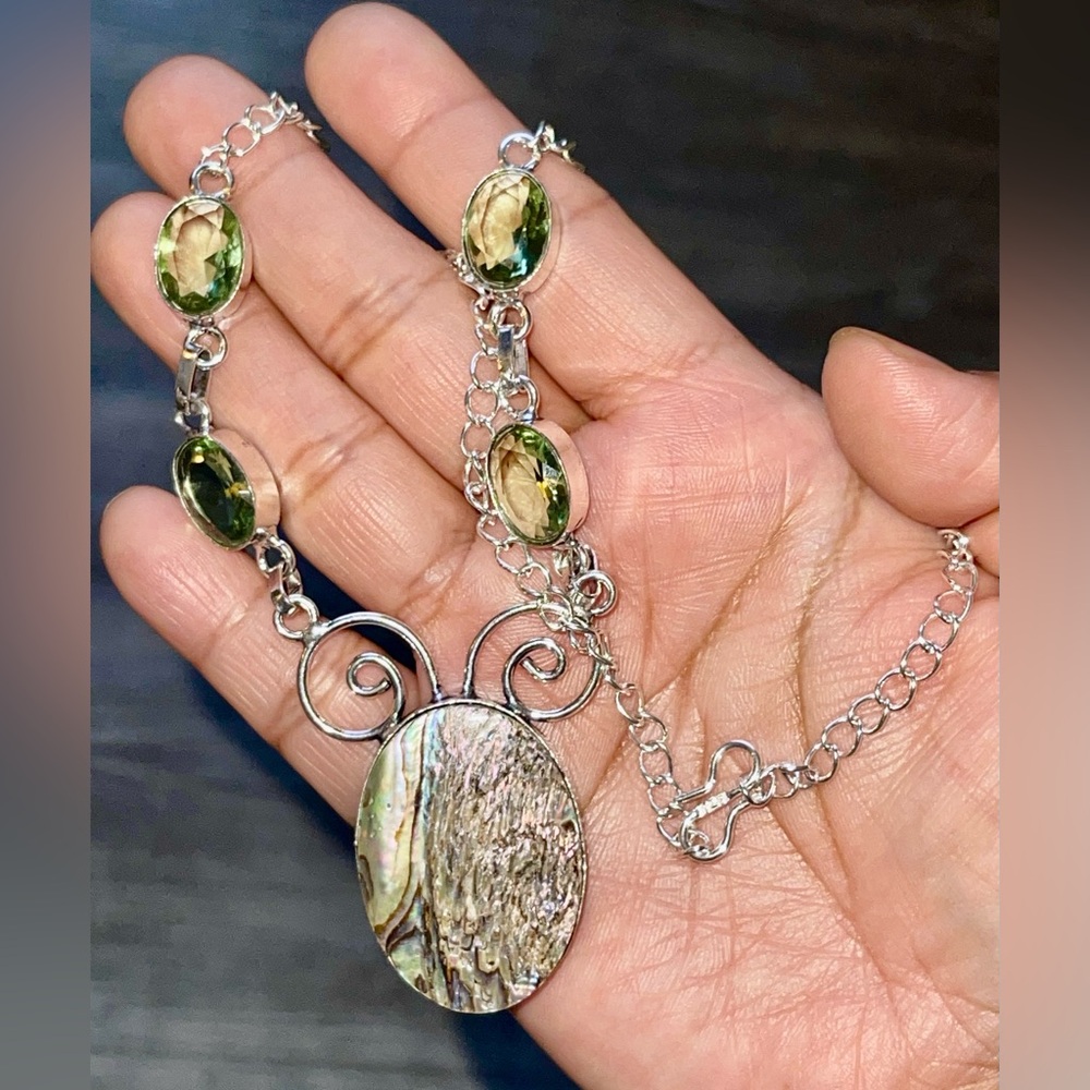 Iridescence Abalone Shell Pendant Necklace